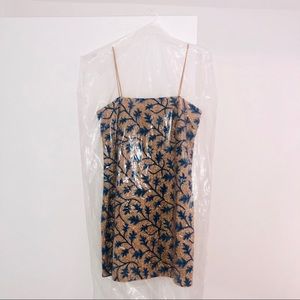Anthropologie Small Petite Gold Mini Dress